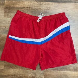 Vintage Top Star Swim Trunks Shorts 70's‎ USA Classic XL Drawstring Liner Red